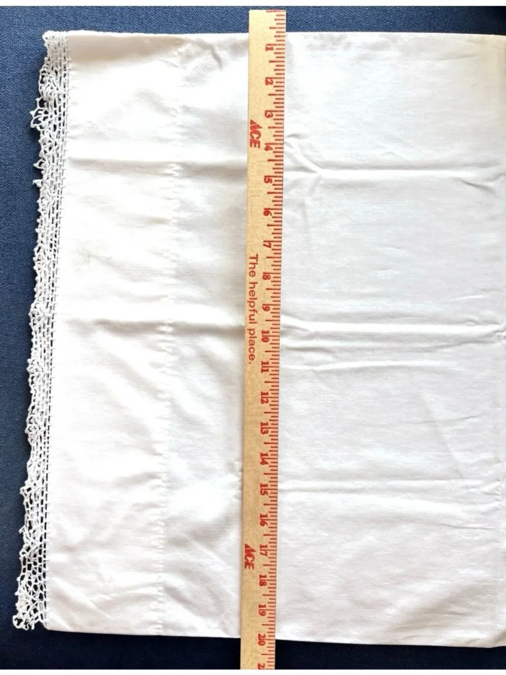 Vintage White Pillowcase PAIR Hand-Crocheted Lace Trim 30